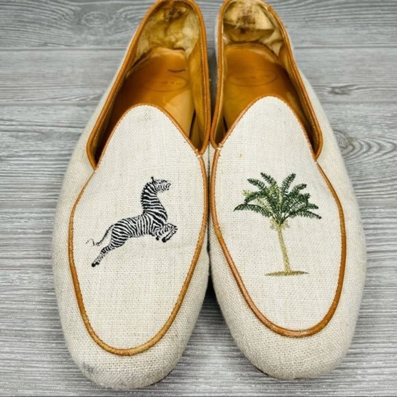 Bing xu vero-2 safari zebra and palm tree flat loafers unique shoes flats size 3 - Picture 2 of 7